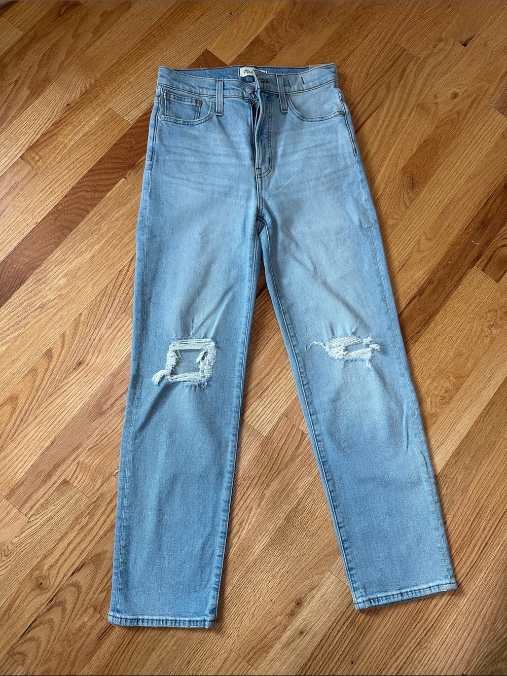 Madewell the perfect vintage Light Blue Straight Leg Ripped Jeans